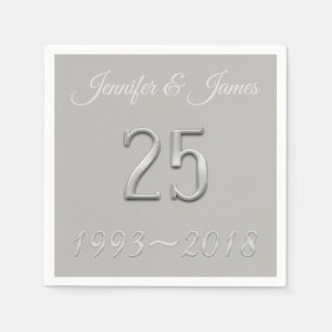 25th Anniversary Silver Wedding Typography 2018 Napkin
