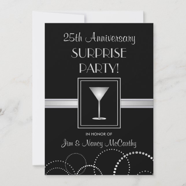 25th Anniversary Surprise Party Custom Invitations (Front)