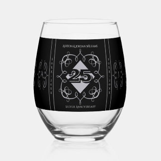 25th Anniversary Victorian Drinkware Set Stemless Wine Glass
