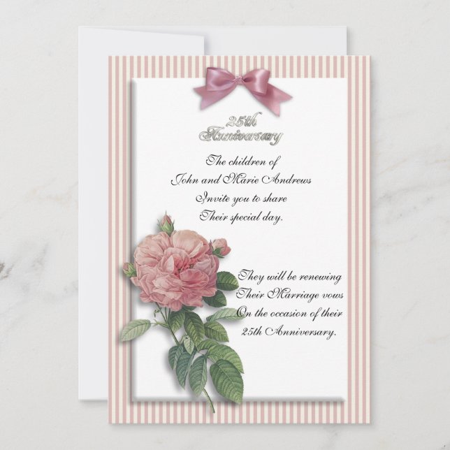 25th anniversary vintage rose invitation (Front)