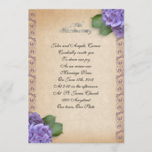 25th Anniversary vow renewal hydrangea floral Invitation