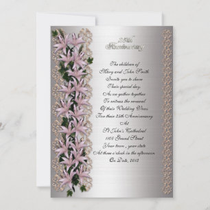 25th anniversary vow renewal ivy and lilies invitation