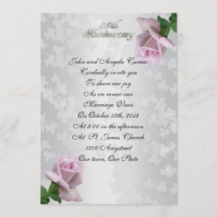 25th Anniversary vow renewal lavender roses Invitation