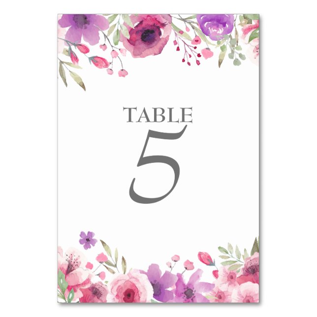 25th Anniversary Watercolour Roses Table Number (Back)