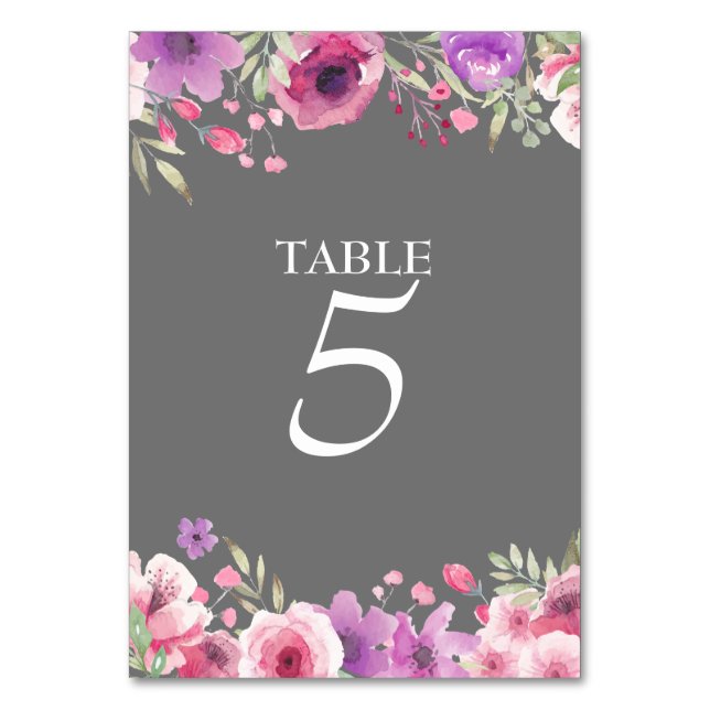 25th Anniversary Watercolour Roses Table Number (Back)