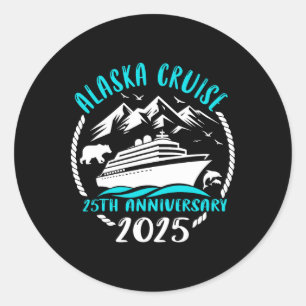 25th Anniversary Wedding Alaska Cruise 2025 Couple Classic Round Sticker