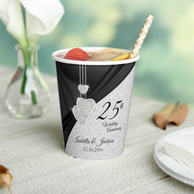 25th Anniversary - Wedding, Birthday or Service Paper Cups (Insitu)