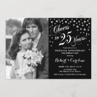 25th Anniversary with Photo - Silver White Black