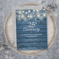 25th Anniversary Wood String Lights Save the Date