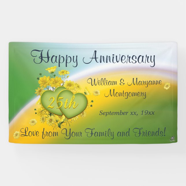 25th Anniversary Yellow Flowers Love Celebration Banner (Horizontal)
