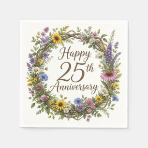 25th Anniversay Paper Napkins, 25 Years Wedding Napkin