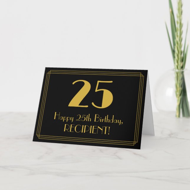 25th Birthday: Art Deco Inspired Look "25" + Name Card (Front)