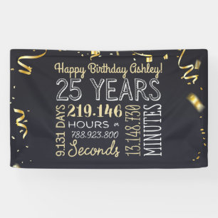 25th Birthday Banner - 25 Years in Hours & Seconds