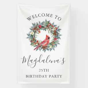 25th Birthday Banner Red Cardinal Custom Welcome