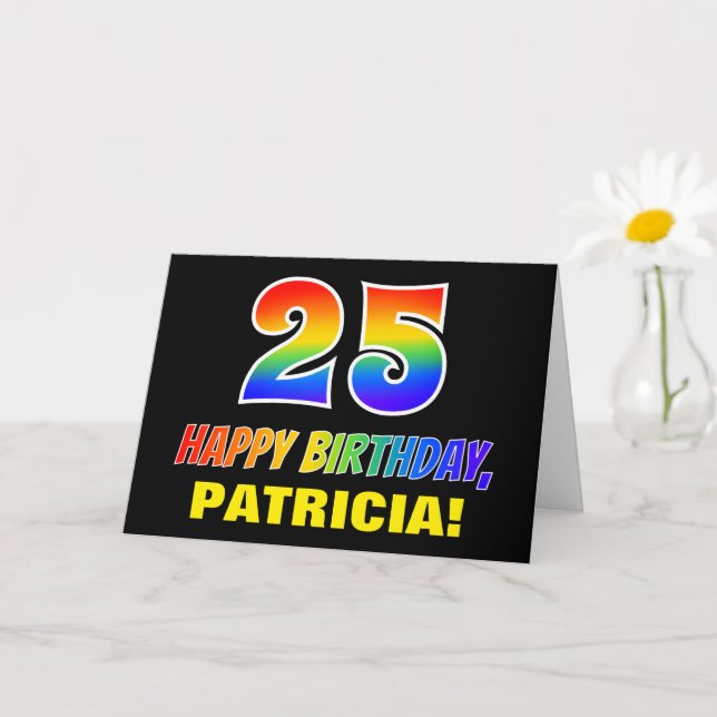 25th Birthday: Bold, Fun, Simple, Rainbow 25 Card (Small Plant)