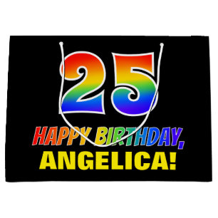 25th Birthday: Bold, Fun, Simple, Rainbow 25 Large Gift Bag