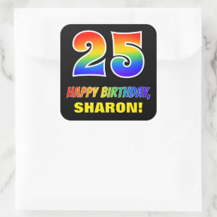 25th Birthday: Bold, Fun, Simple, Rainbow 25 Square Sticker