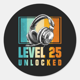 25th Birthday Boy Video Gamer Level 25 Unlocked Bo Classic Round Sticker