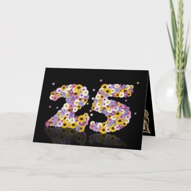 25th birthday card with flowery letters (Front)