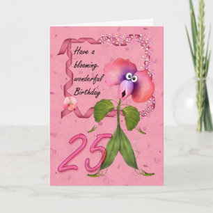 25th Birthday Card with Moonies cute bloomers,