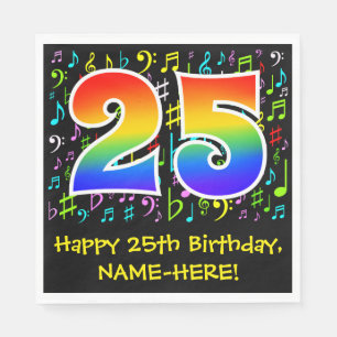 25th Birthday - Colourful Music Symbols, Rainbow 2 Napkin