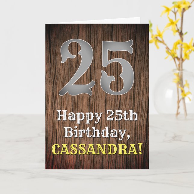 25th Birthday: Country Western Inspired Look, Name Card (Yellow Flower)