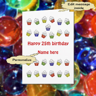 25th birthday cupcakes add name card
