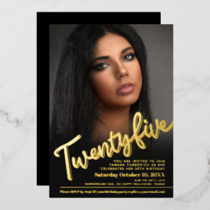 25th Birthday custom photo script gold