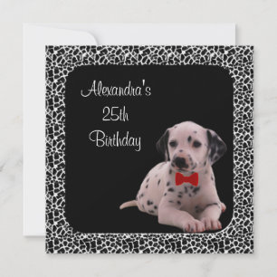 25th Birthday Dalmation & Animal Print Frame Invitation