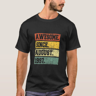 25th Birthday Decor 25 Years Old Awesome Since Aug T-Shirt