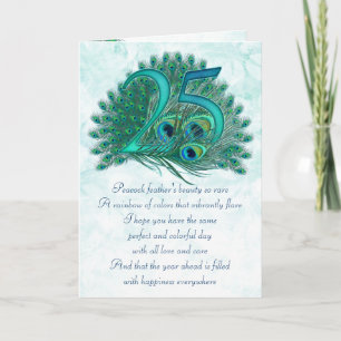 25th birthday decorative numbered cards