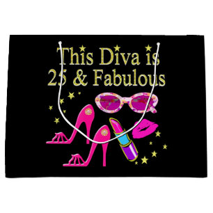 25TH BIRTHDAY FABULOUS DIVA DESIGN LARGE GIFT BAG