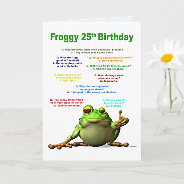 25th Birthday, Frog Jokes Card (Small Plant)