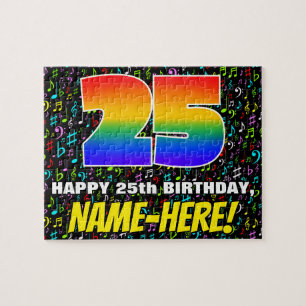 25th Birthday — Fun, Colourful Music Symbols & “25 Jigsaw Puzzle