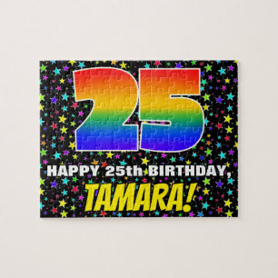 25th Birthday — Fun, Colourful Star Field Pattern Jigsaw Puzzle