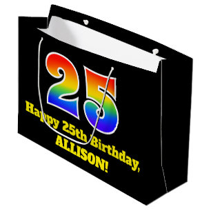 25th Birthday ~ Fun, Colourful, Vibrant, Rainbow 2 Large Gift Bag