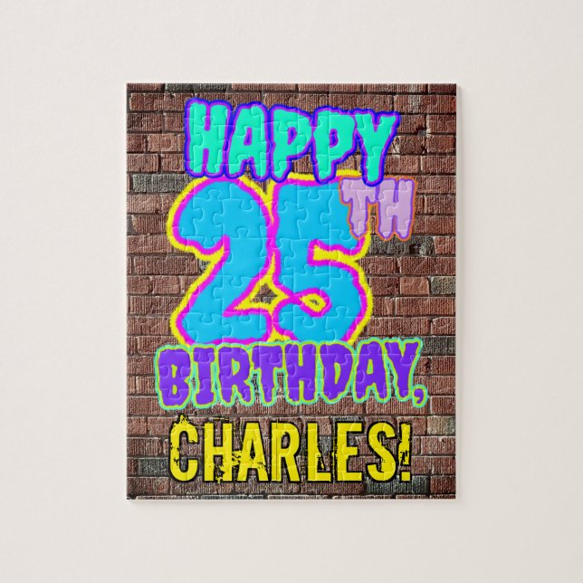 25th Birthday ~ Fun, Urban Graffiti Inspired Look Jigsaw Puzzle (Vertical)