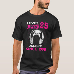 25th Birthday Gaming Level 25 Unlocked Awesome Sin T-Shirt