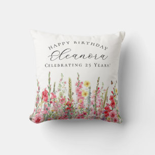 25th Birthday Gift August Birth Flower Custom Cushion
