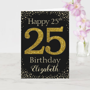 25th Birthday Golden Glitter Card
