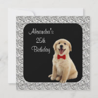 25th Birthday Golden Retriever & Silver Frame