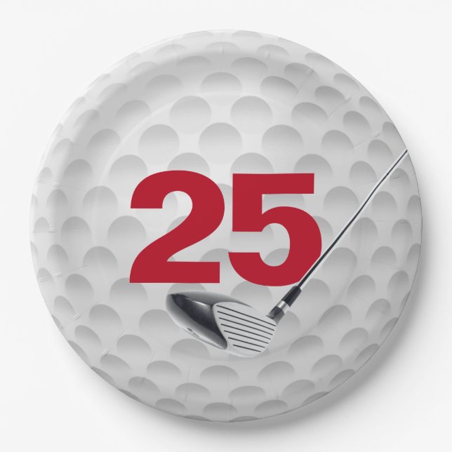 25th Birthday Golf Ball Design Paper Plate (Front)