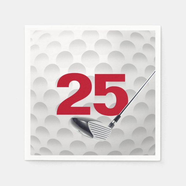 25th Birthday Golf Ball Napkin (Front)