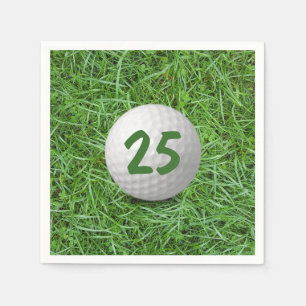 25th Birthday Golf Ball on Grass Napkins