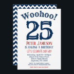 25th Birthday Invitation Mens Navy Blue<br><div class="desc">A funny and striking 25th birthday invitation for a husband,  friend,  father.</div>