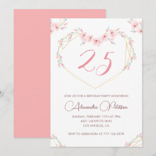 25th birthday invitations Boho Floral Elegant 