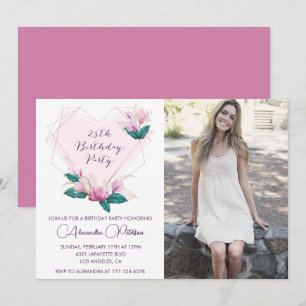 25th birthday invitations Elegant Boho Photo