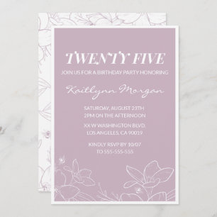 25th birthday invitations Elegant Modern Floral