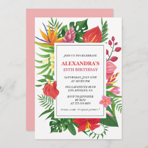 25th birthday invitations Tropical Party Elegant