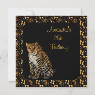 25th Birthday Leopard with Animal Print Frame Invitation